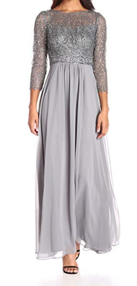 NWOT 3/4 Sleeve Beaded illusion Gown